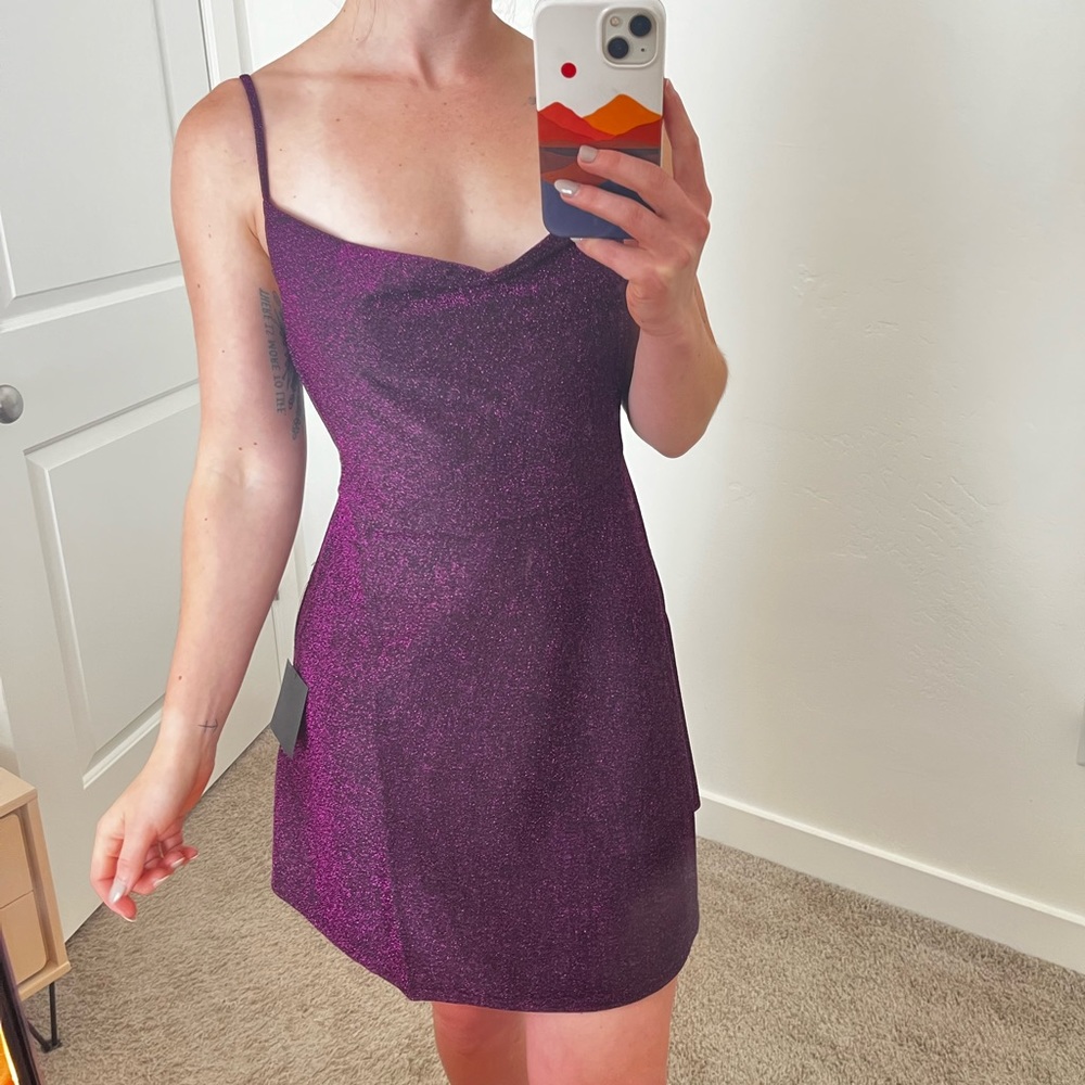 Purple sparkly mini dress